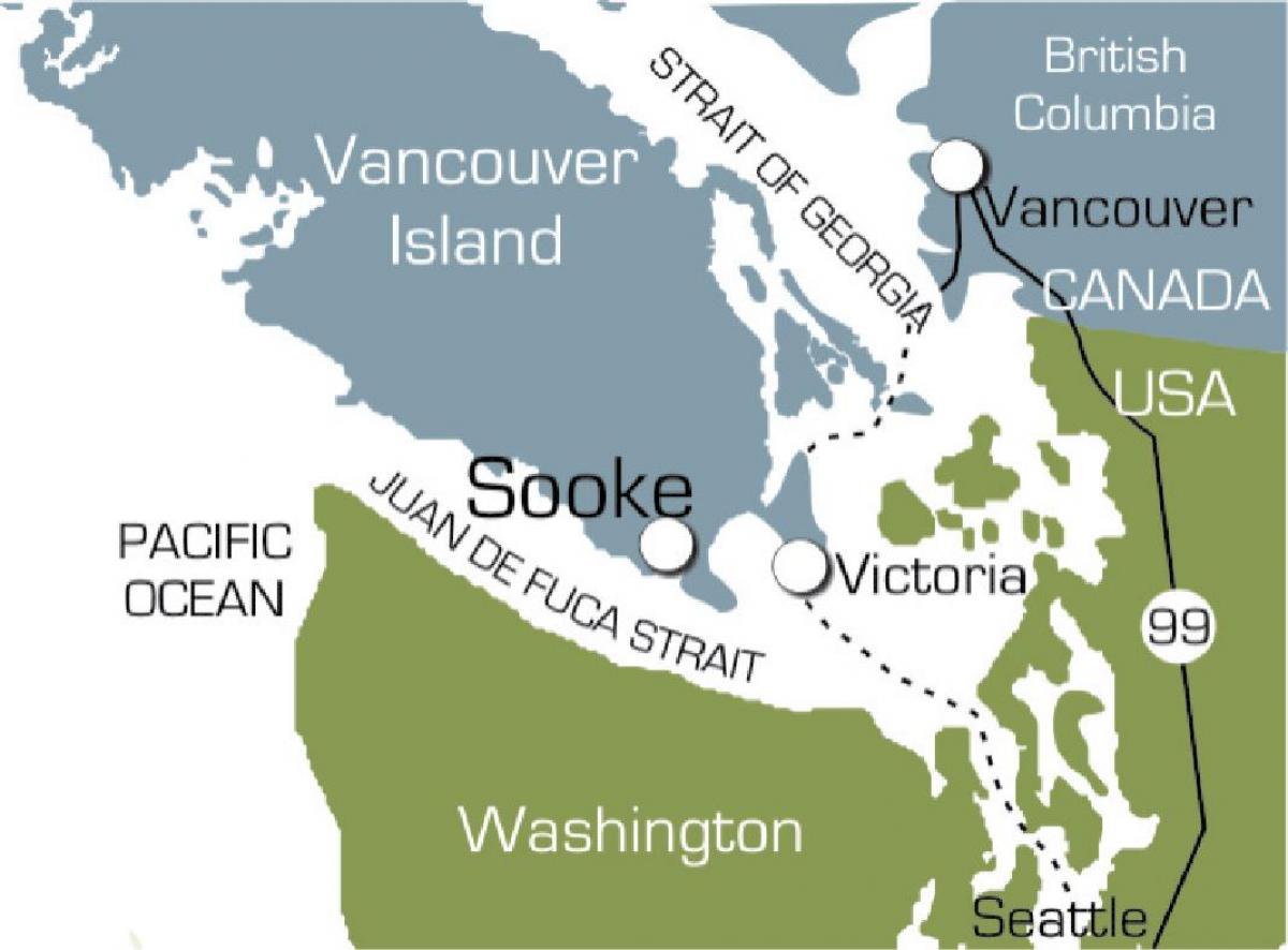 Mapa da ilha de vancouver sooke