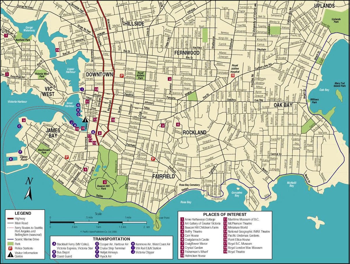 Mapa da ilha de vancouver atrações turísticas