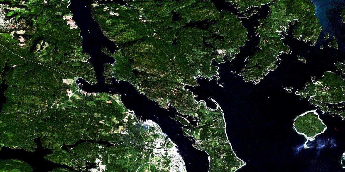 Mapa da ilha de vancouver por satélite
