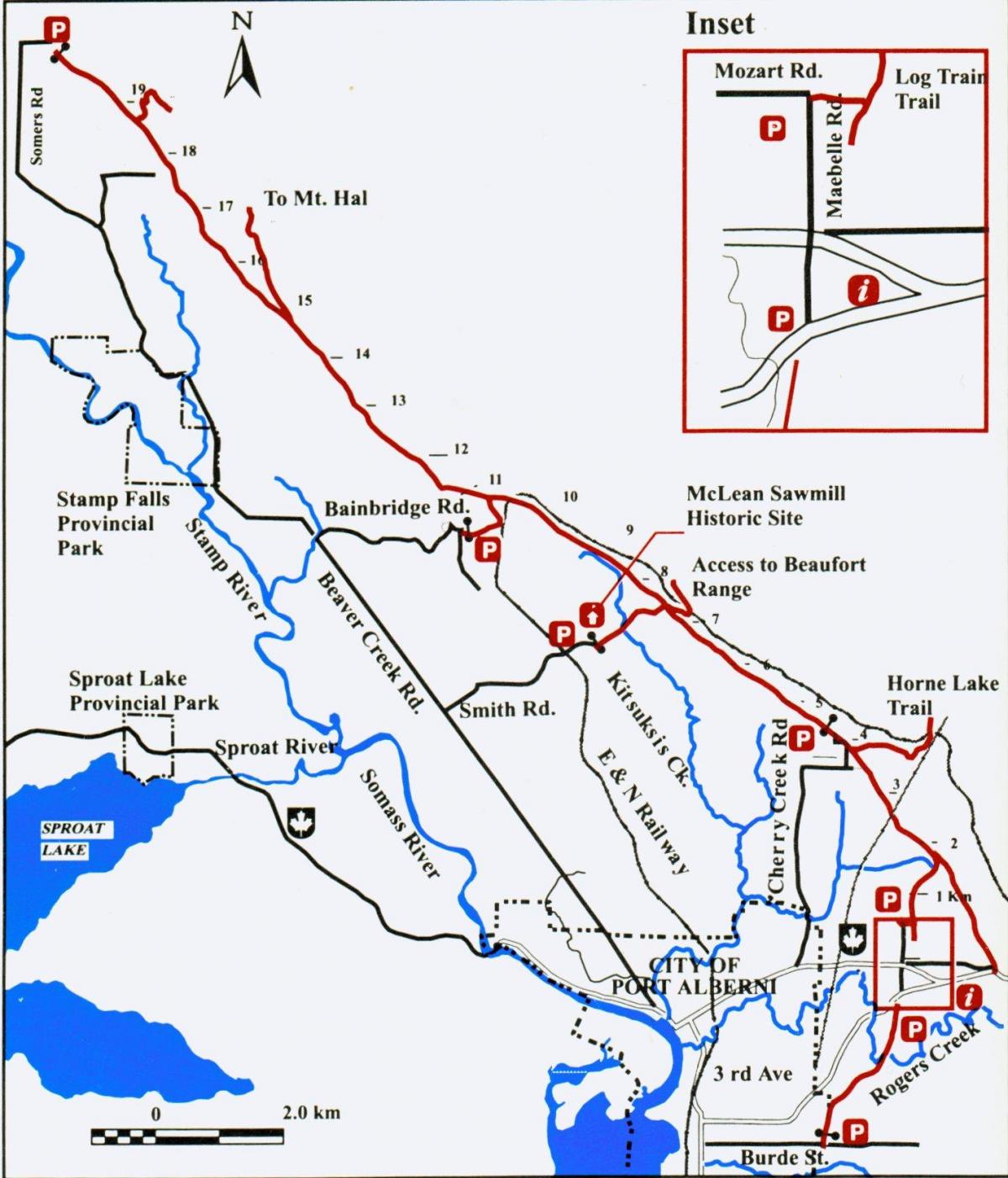 Mapa da ilha de vancouver ferroviária