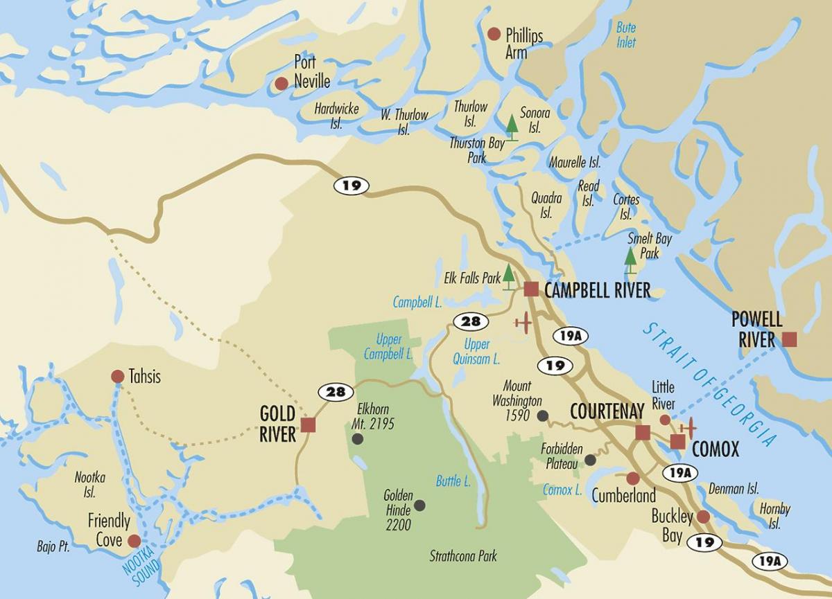 campbell river mapa da ilha de vancouver