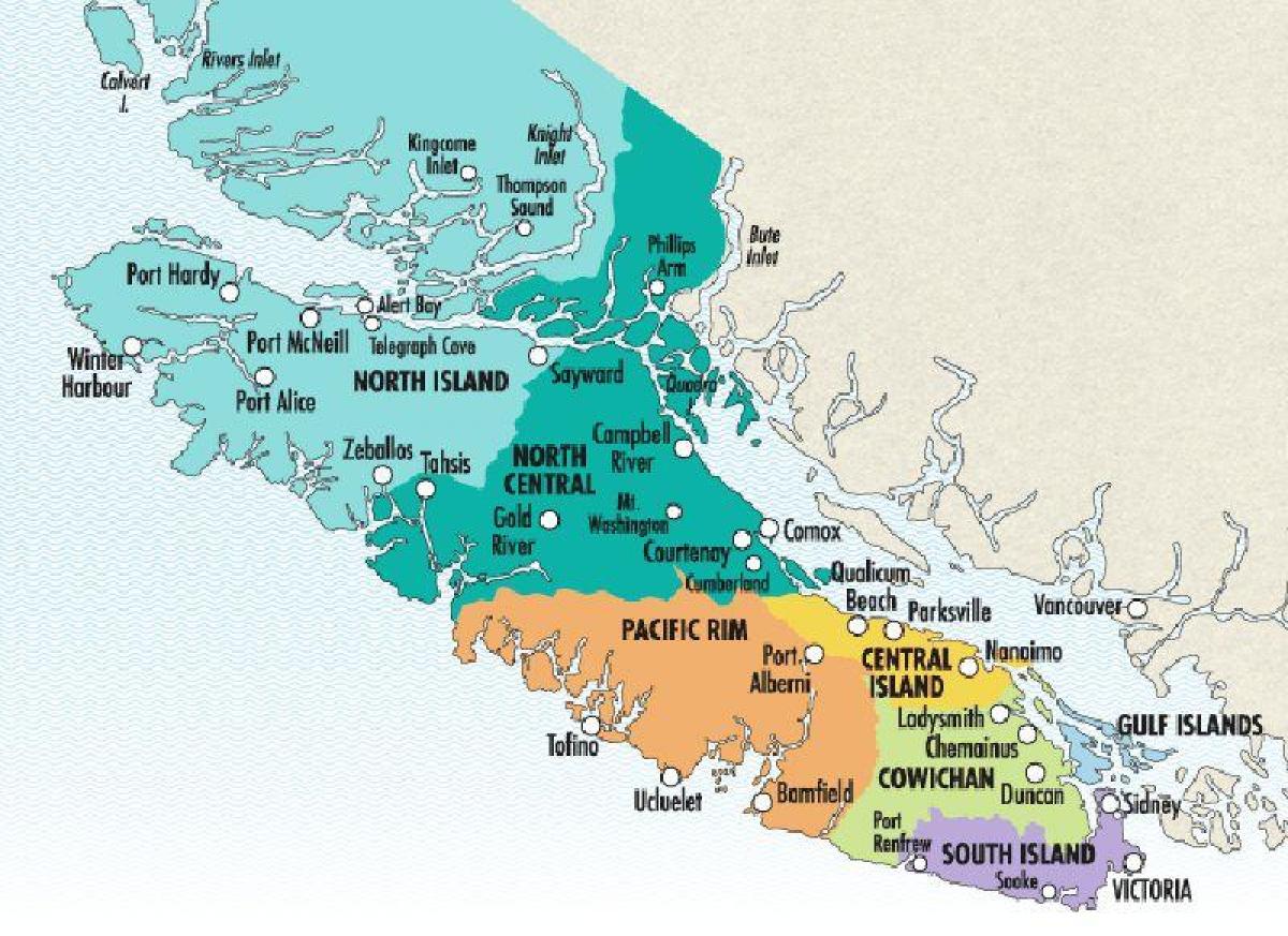 Mapa da ilha de vancouver vinícolas