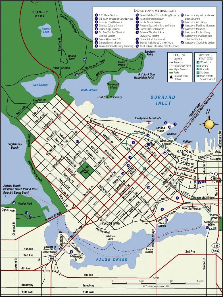 vancouver, bc atrações mapa