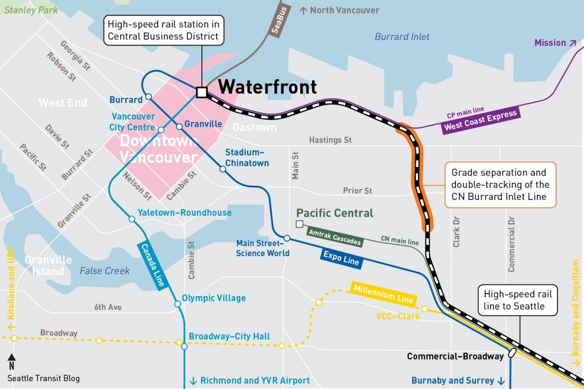 Mapa da orla da estação de vancouver