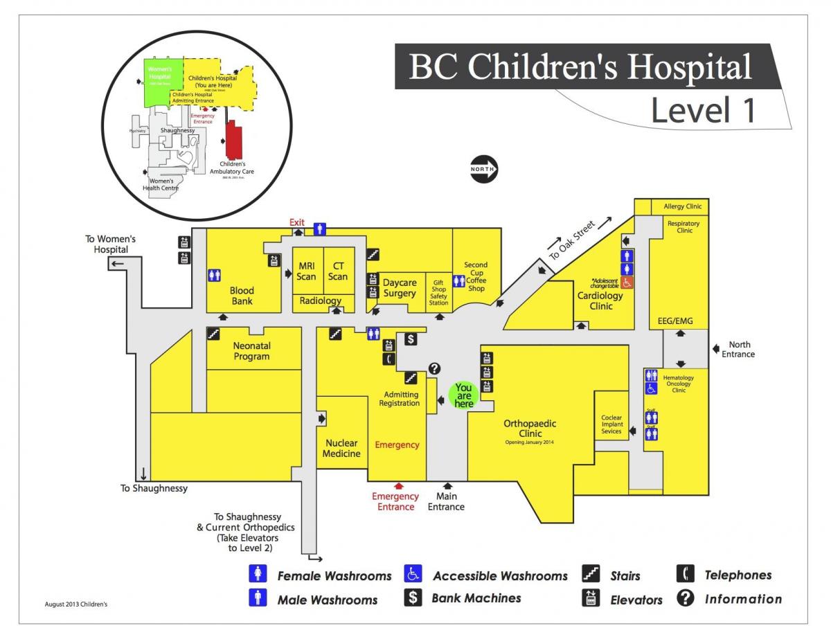 Mapa do children's hospital de vancouver