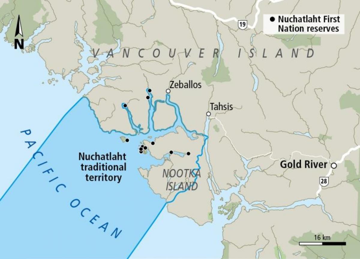 Mapa da ilha de vancouver, as primeiras nações