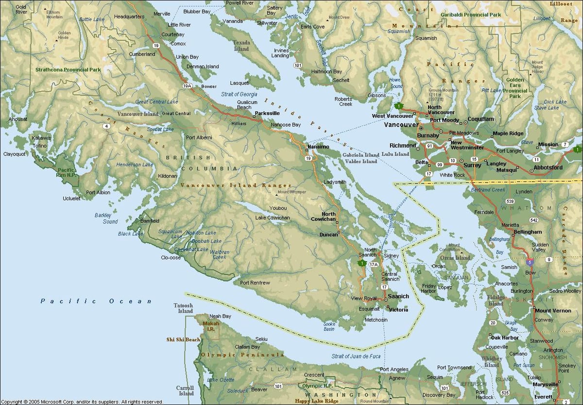 Mapa da área de vancouver bc