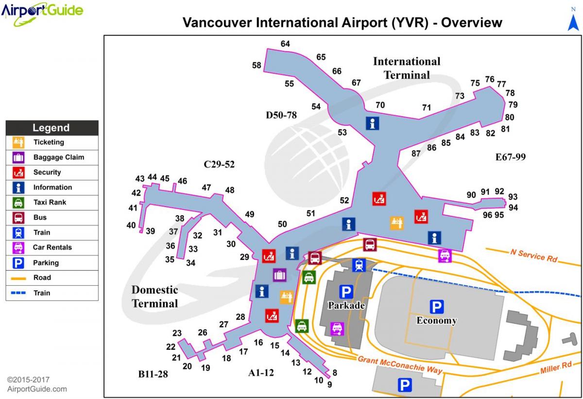 vancouver, bc mapa do aeroporto