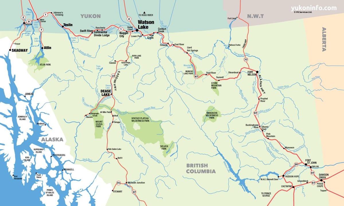 Mapa do sul da colúmbia britânica