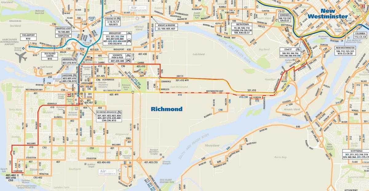 Mapa de north vancouver ônibus