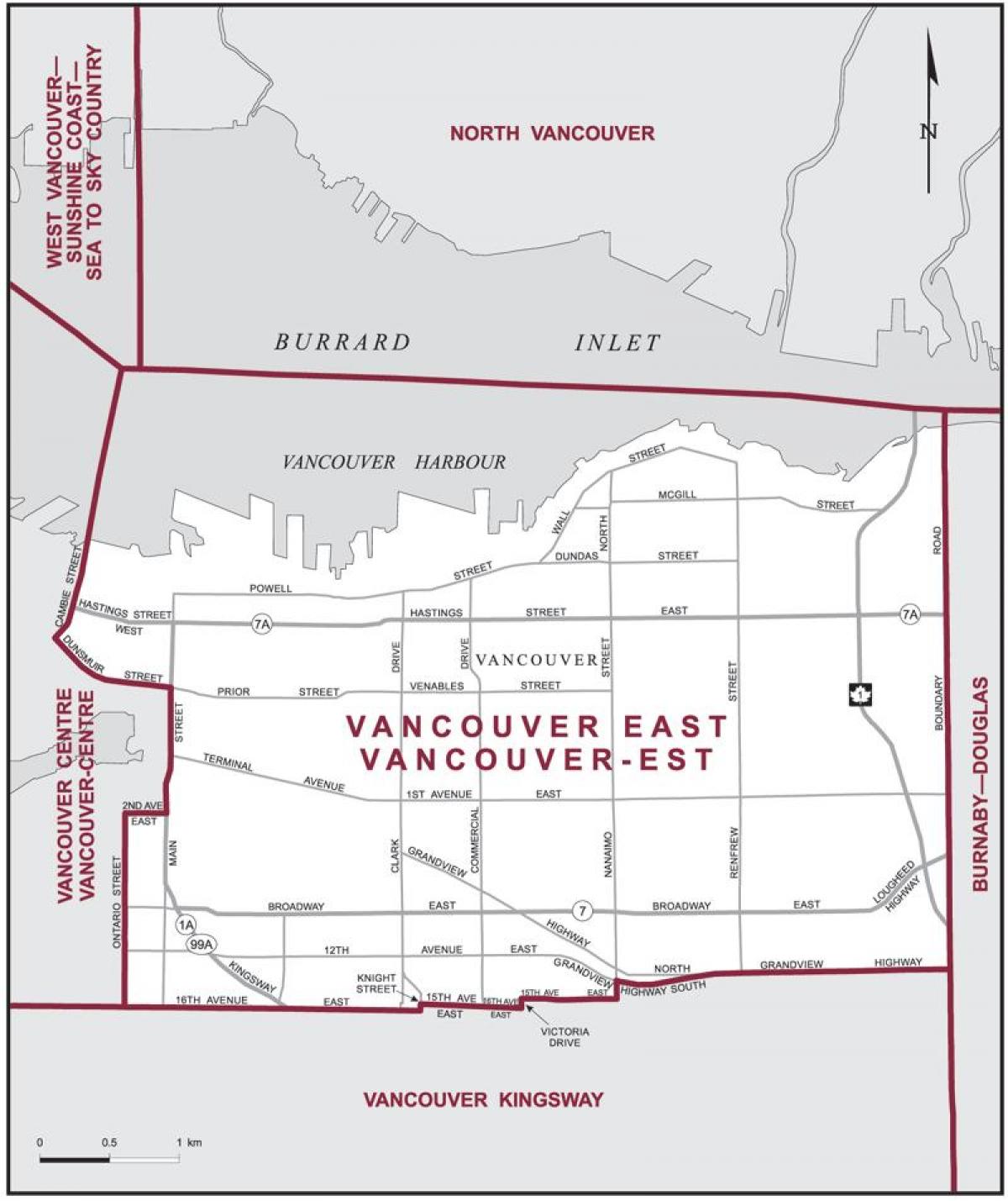 Mapa de east vancouver 