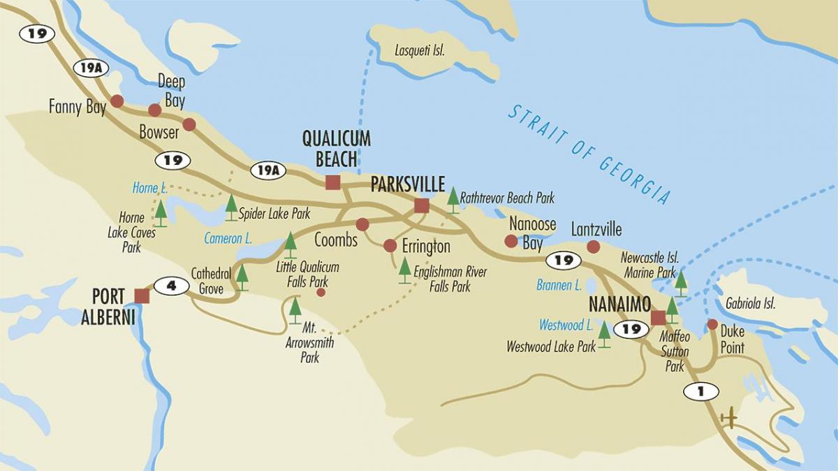 mapa de parksville ilha de vancouver