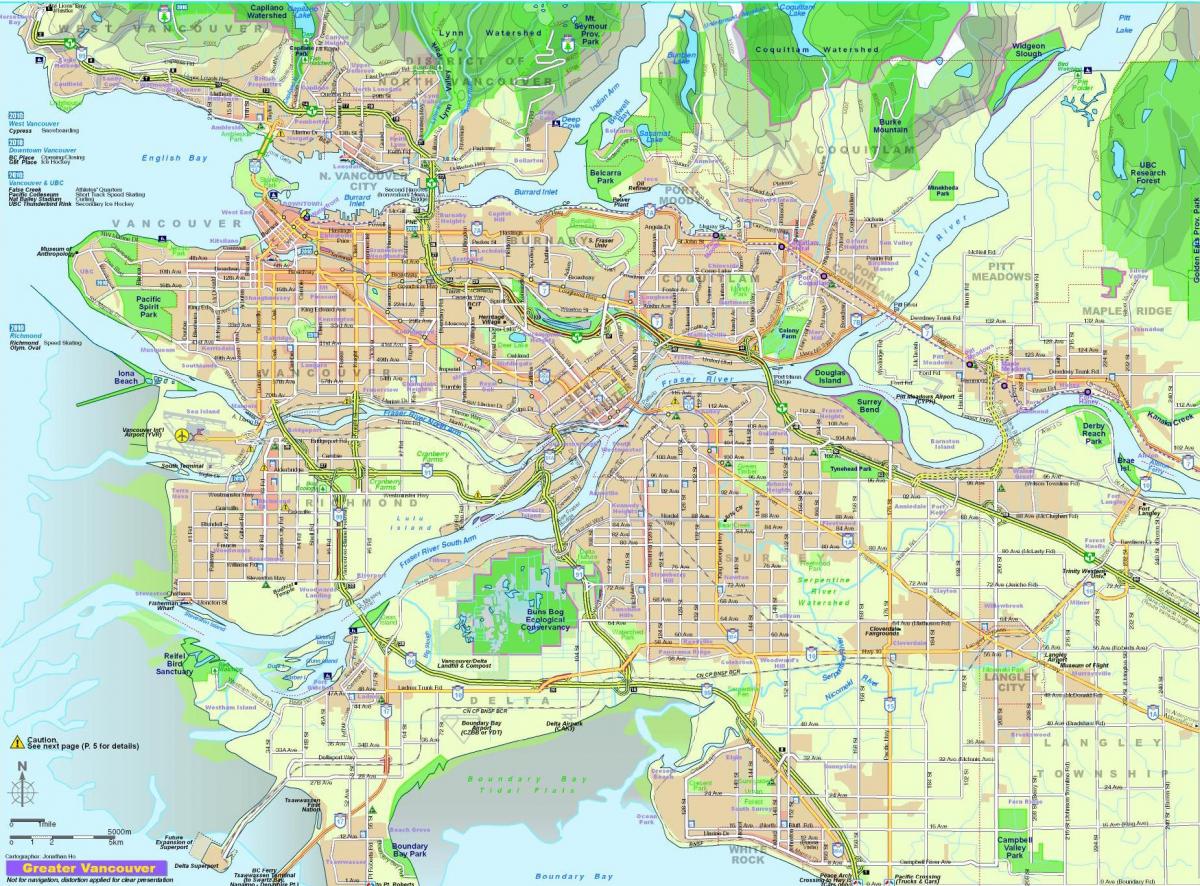 mapa da cidade de vancouver, bc, canadá