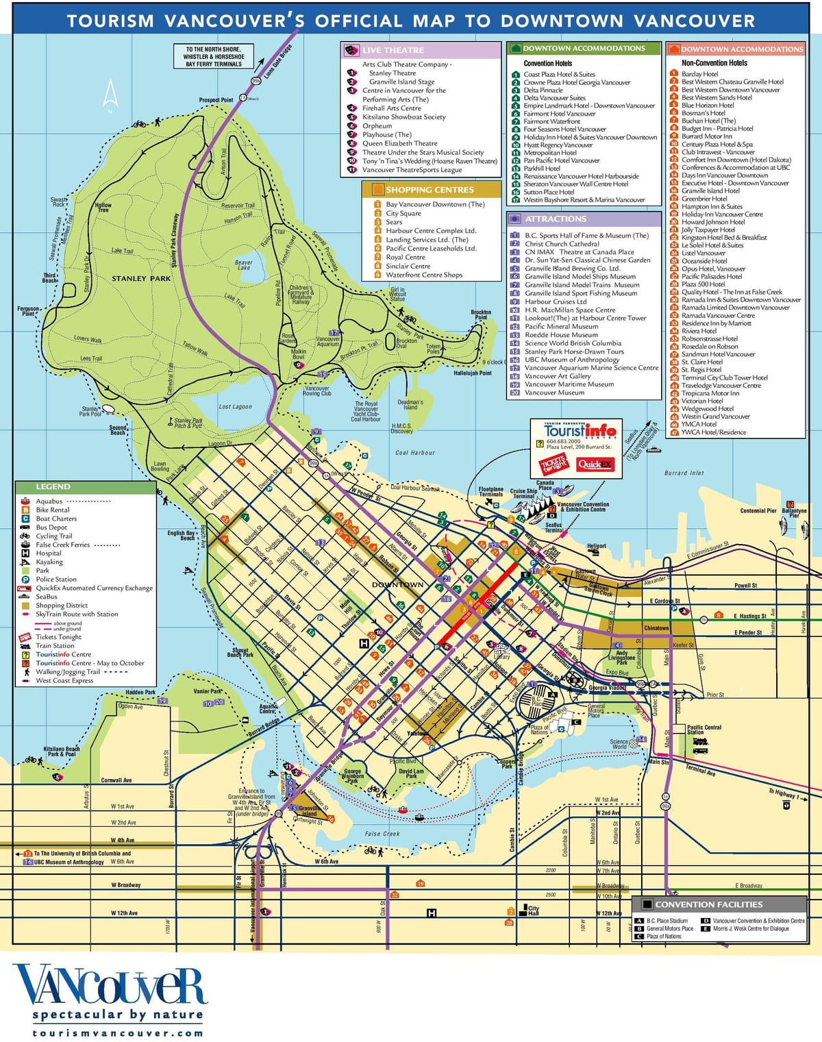 centro de vancouver mapa com as atrações