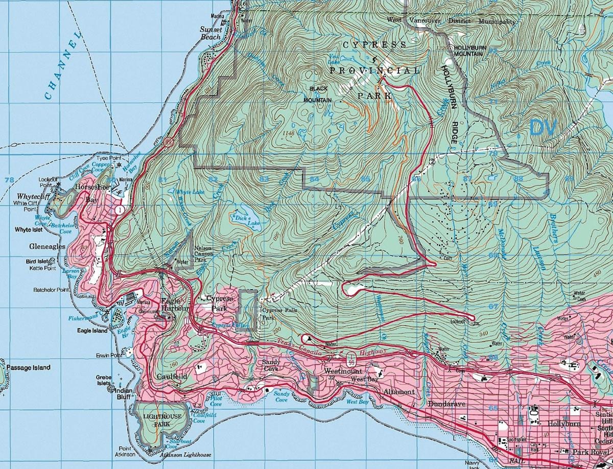 Mapa de vancouver topográfico