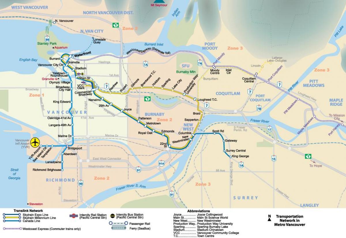 vancouver, bc mapa do metropolitano