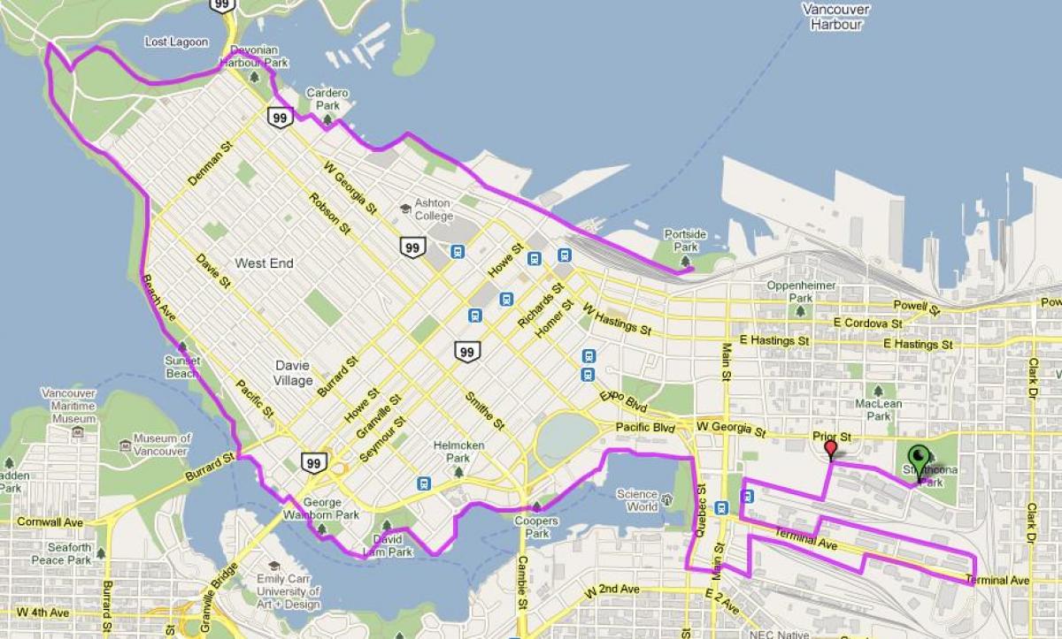 a cidade de vancouver mapa da bicicleta