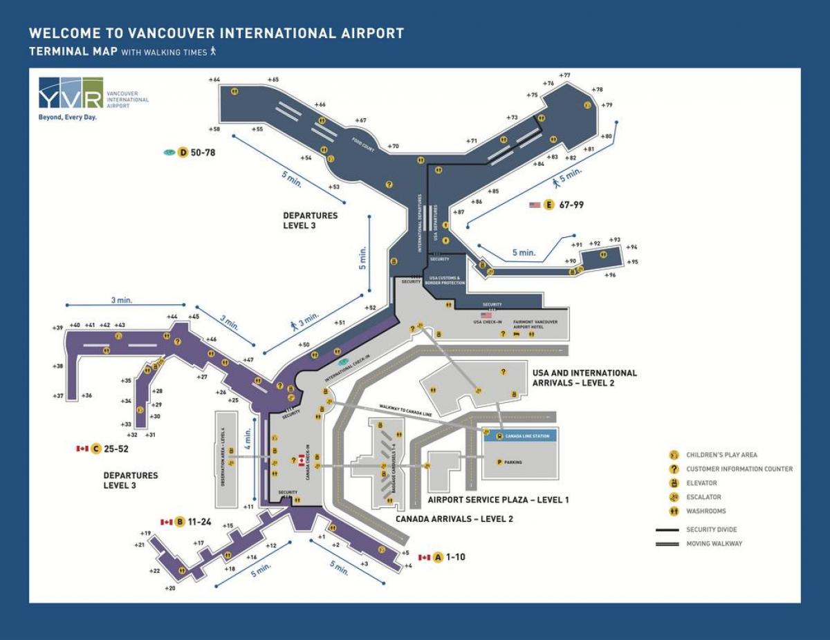 vancouver, canadá mapa do aeroporto