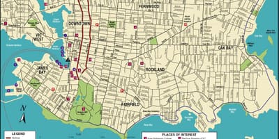 Mapa da ilha de vancouver atrações turísticas