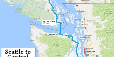A ilha de Vancouver mapa de distâncias a percorrer