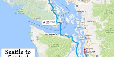 A ilha de Vancouver mapa de distâncias a percorrer
