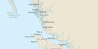 Mapa da ilha de vancouver faróis