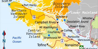 A ilha de Vancouver rodovia mapa