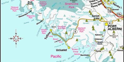 Mapa da costa oeste do canadá