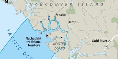 Mapa da ilha de vancouver, as primeiras nações