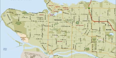 Mapa de rua de vancouver, bc, canadá