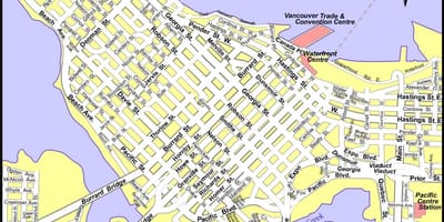 Mapa da cidade de vancouver, canadá