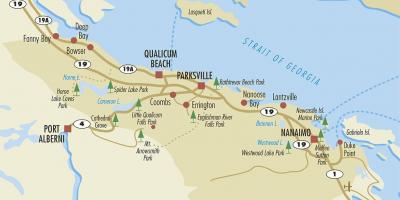 Mapa de parksville ilha de vancouver