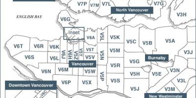 A ilha de Vancouver códigos postais mapa