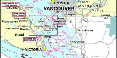Vancouver island ferry mapa de rotas