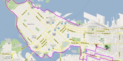 A cidade de vancouver mapa da bicicleta