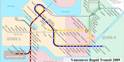 De transporte público o mapa de vancouver