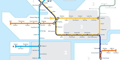Mapa de vancouver zona de trânsito
